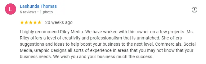 A client's review from google my business